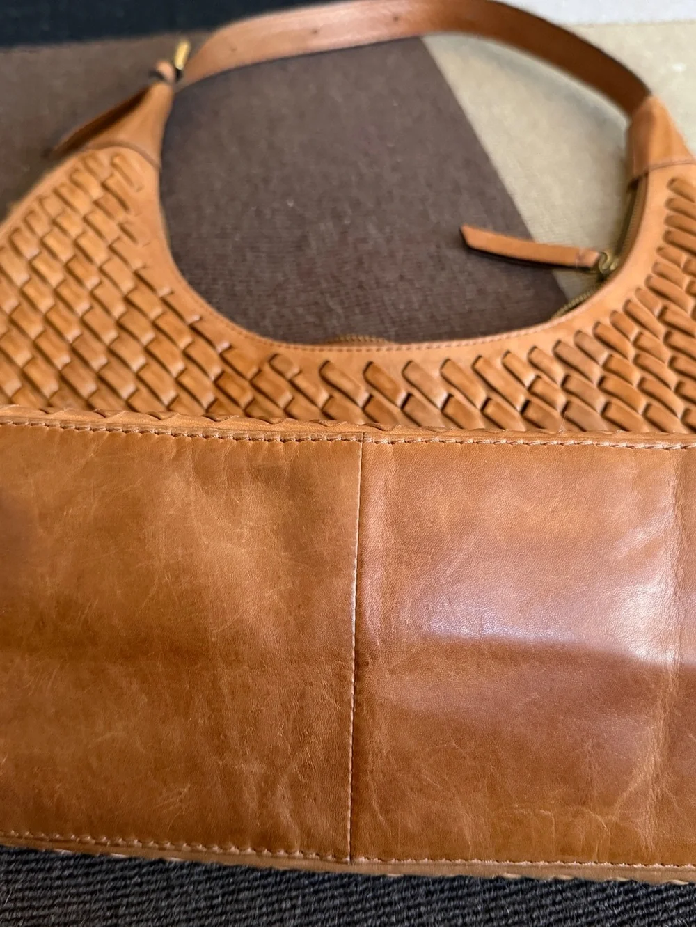 Brown Woven Leather Hobo Bag - Picture 5 of 7